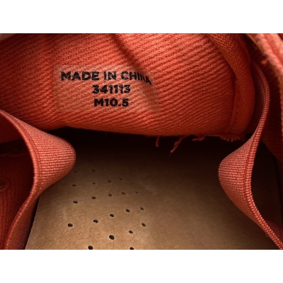 Toms Shoe Men Size 10.5 Canvas 3 Eye Lace Up Casual Sneakers Orange Coral 341113 - Picture 8 of 9
